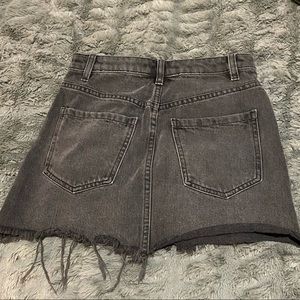 Free People Black Demin Frayed Skirt Zip-Up